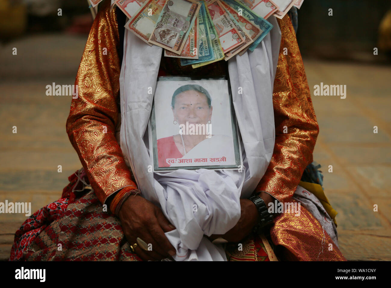 Kathmandu, Nepal. 16 Aug, 2019. Nepalese People celebrate Gaijatra (Cow Festival) in Kirtipur, Kathmandu. Sarita Khadka/Alamy Live News Stock Photo