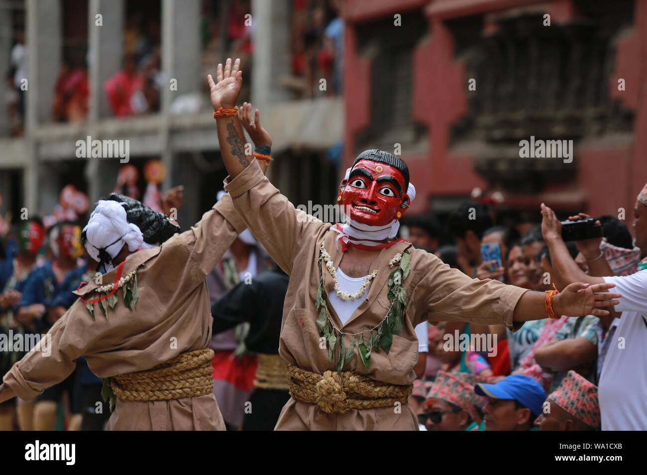 Kathmandu, Nepal. 16 Aug, 2019. Nepalese People celebrate Gaijatra (Cow Festival) in Kirtipur, Kathmandu. Sarita Khadka/Alamy Live News Stock Photo