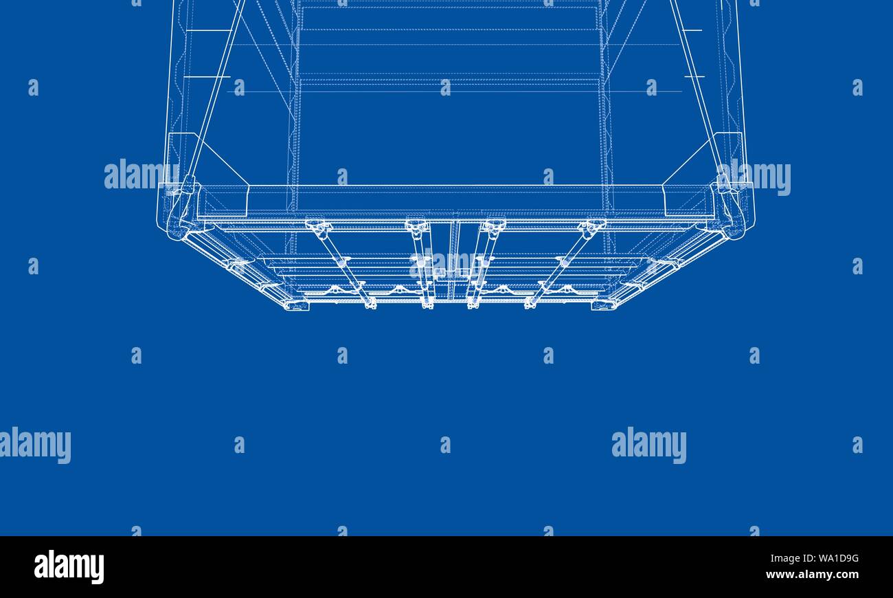 Cargo container. Wire-frame style Stock Vector