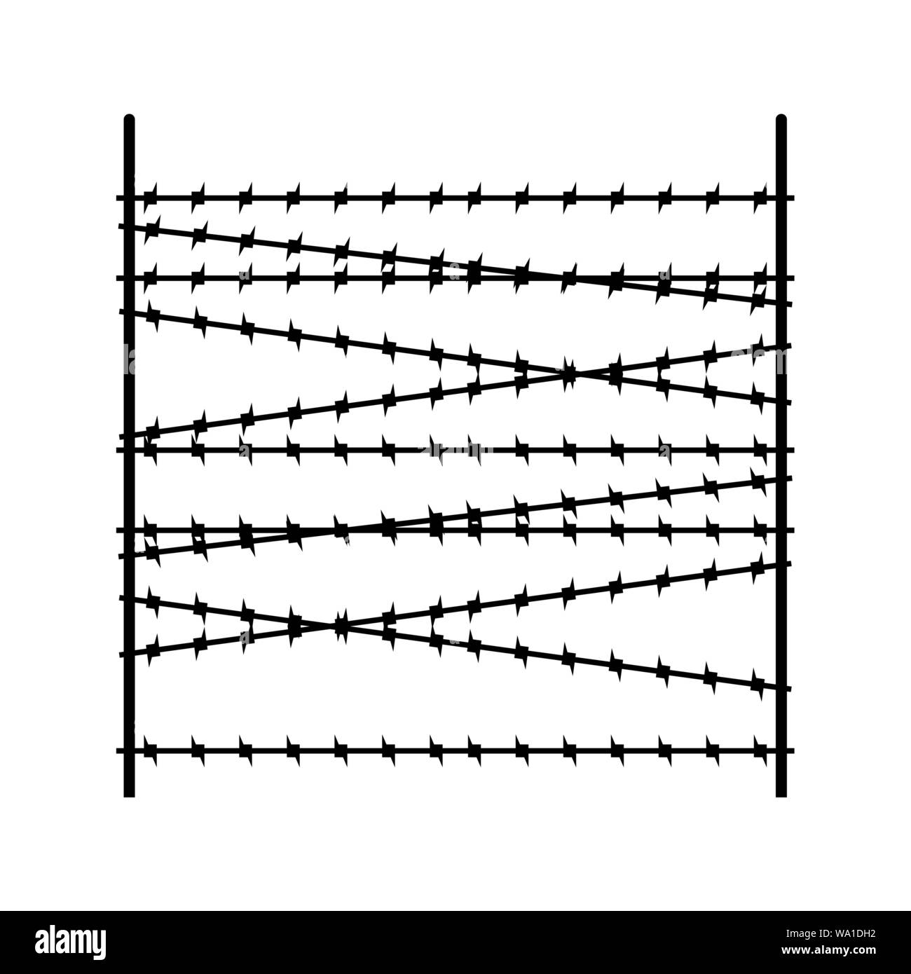 Barbed wire fence segment. Security Fencing Template. Vector illustration Stock Vector