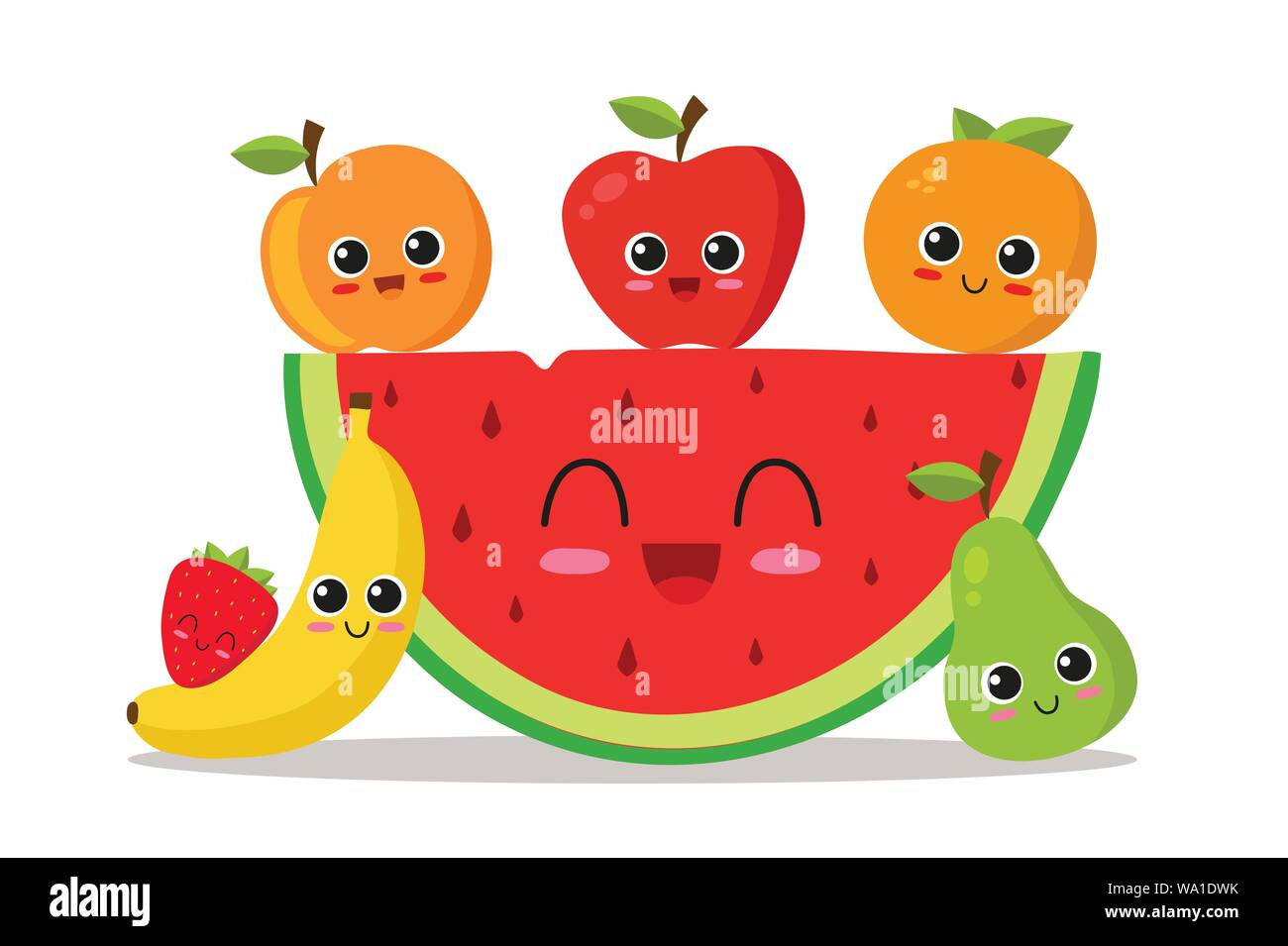Cute and funny fruits set. Vector illustration Stock Vector Image & Art -  Alamy
