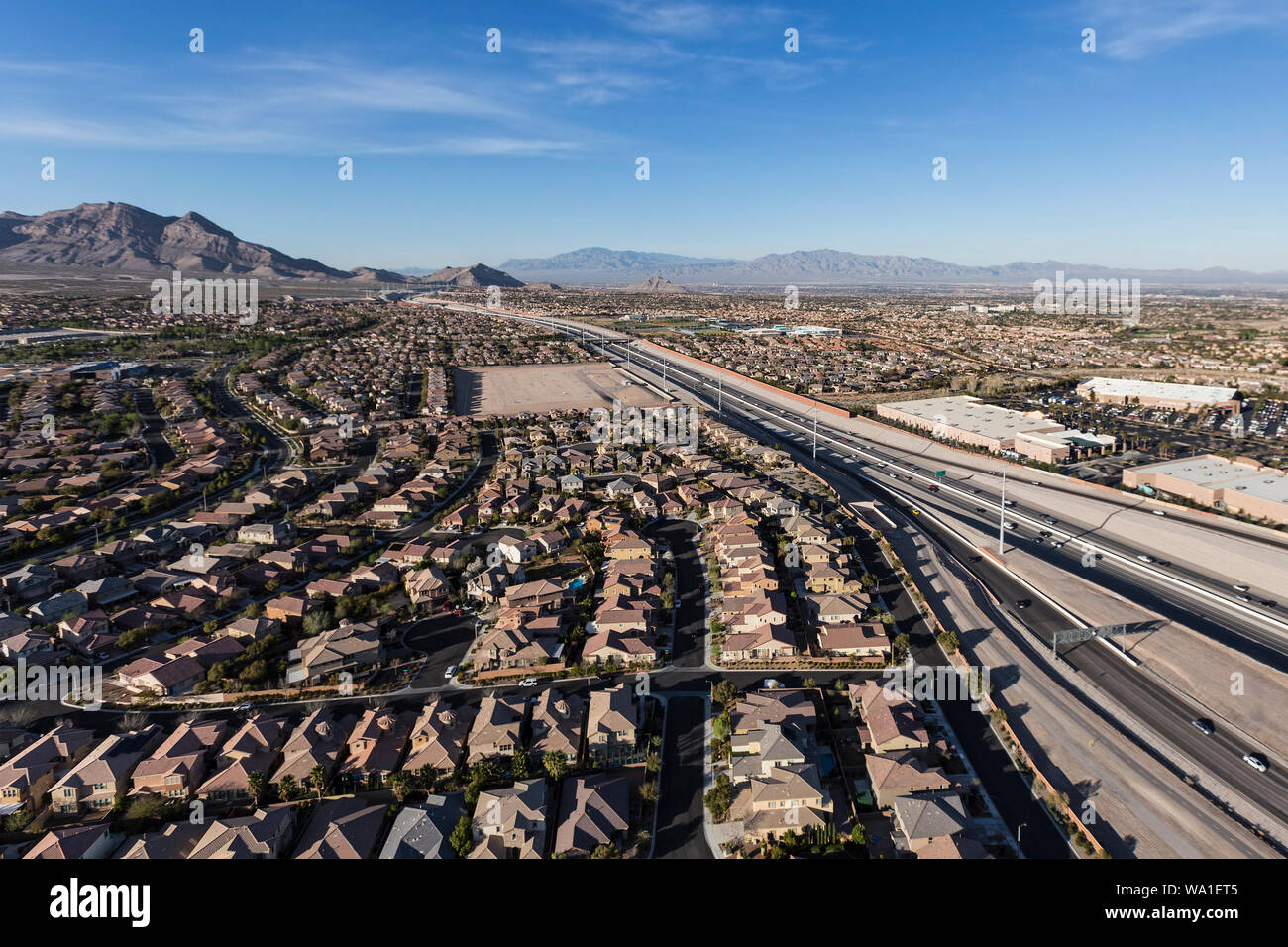 AerialStock  Aerial photograph of North Las Vegas suburbs abutting the Nevada  desert.