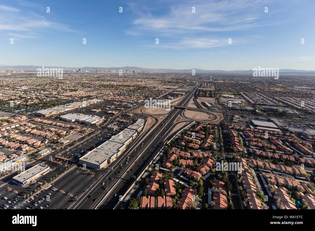 Aerial view of the route 95 freeway and suburban Summerlin homes in  sprawling Las Vegas, Nevada Stock Photo - Alamy