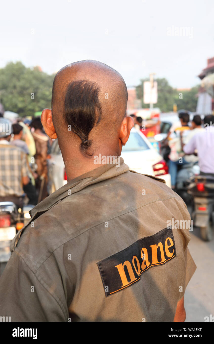 Rear view of man with mohawk Stock Photo