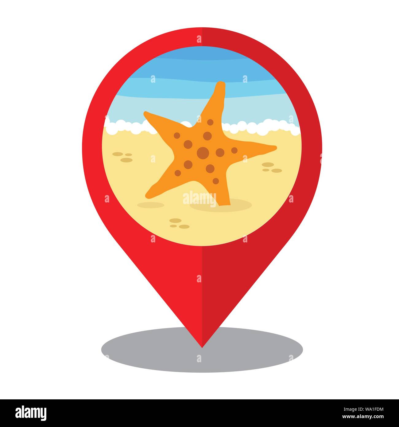 Summer time pin mark. Vacation icon and beach concept. Vector illustration Stock Vector