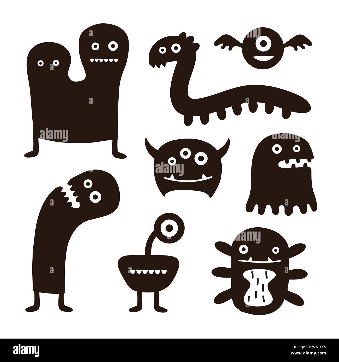 Cool monsters icons collection. Isolaet object. Vector illustration Stock Vector