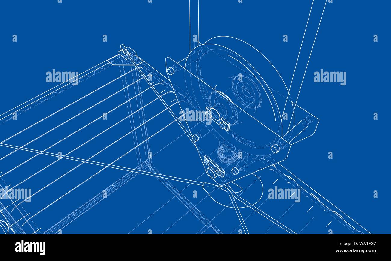 Cargo container. Wire-frame style Stock Vector