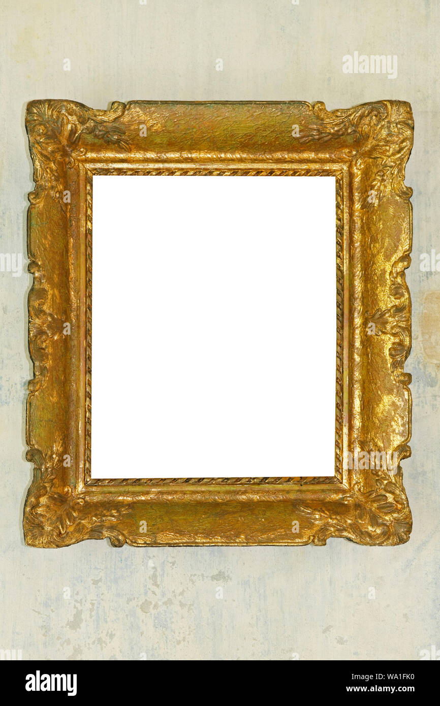 Rectangular classic gold frame at grunge wall Stock Photo - Alamy