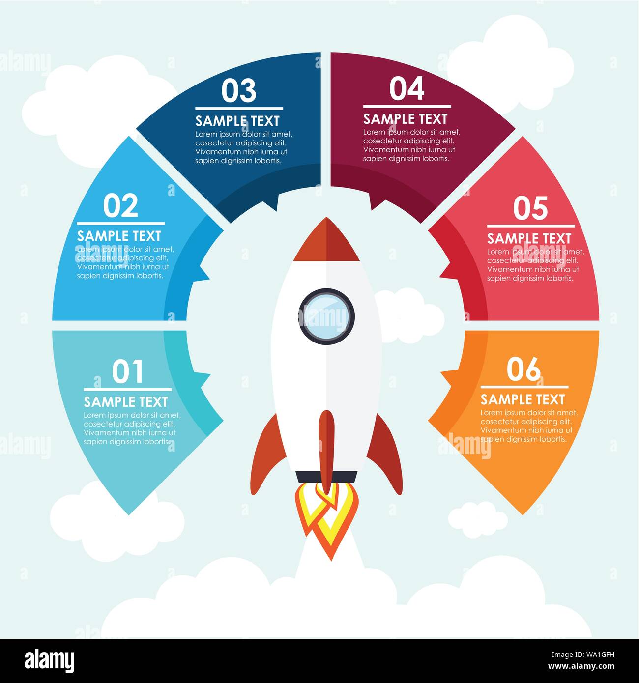 Rocket round infographic. Vector illustration Stock Vector
