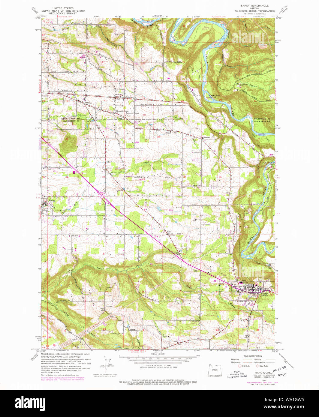 Map of sandy oregon Cut Out Stock Images & Pictures Alamy
