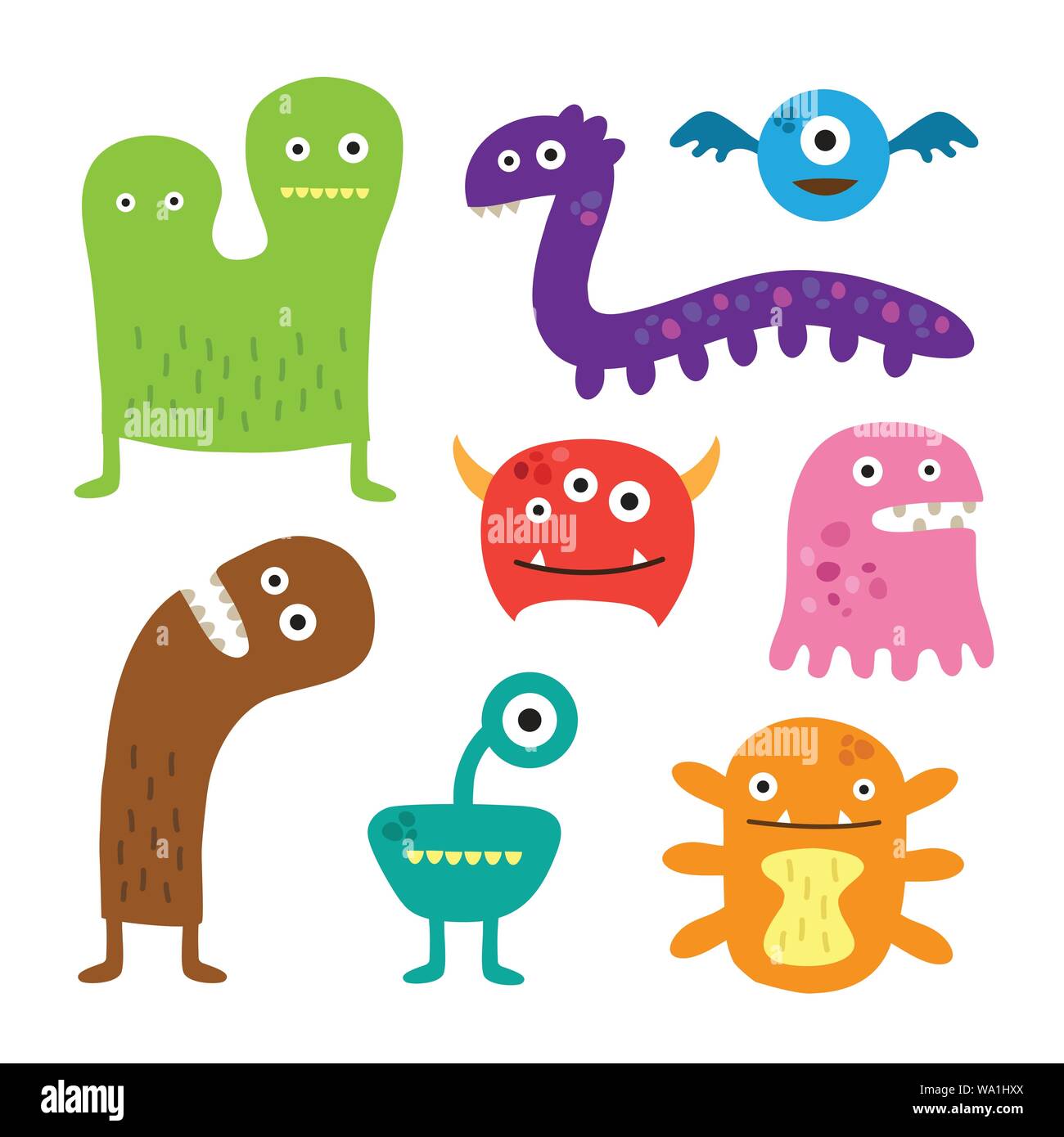 Cool monsters icons collection. Isolaet object. Vector illustration Stock Vector