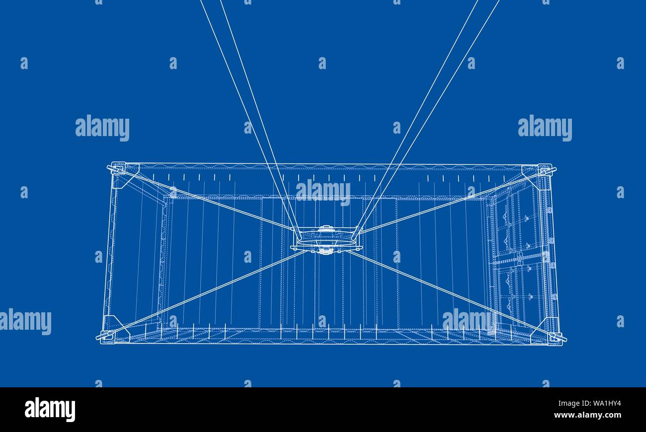 Cargo container. Wire-frame style Stock Vector
