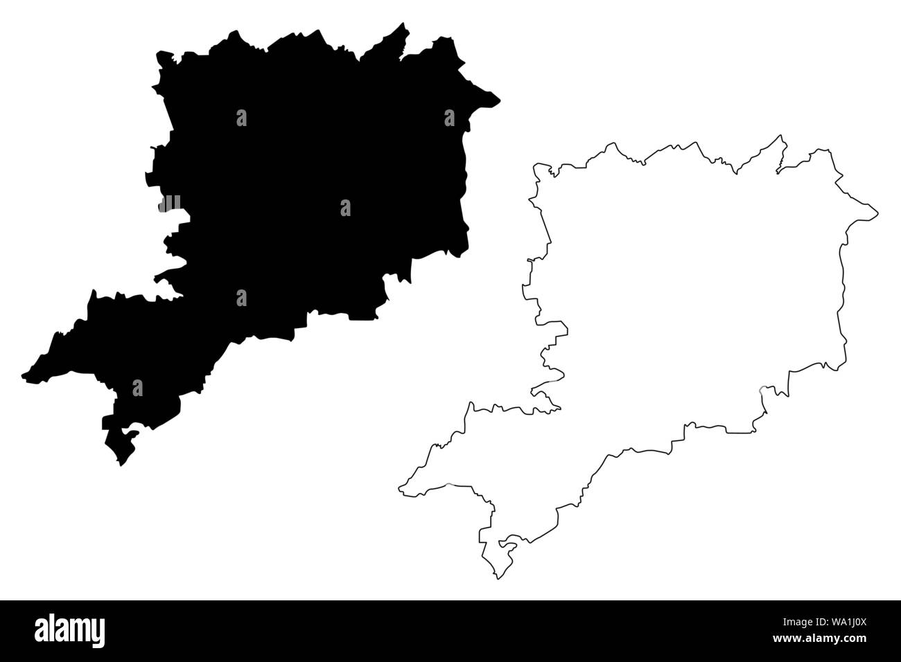 Vas County (Hungary, Hungarian counties) map vector illustration, scribble sketch Vas map Stock Vector