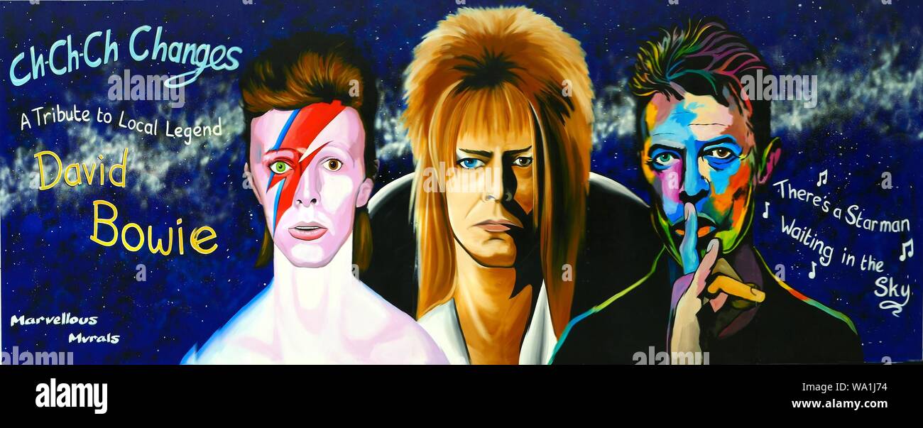 David Bowie mural on display in  The Glades Shopping Centre, Bromley. Stock Photo
