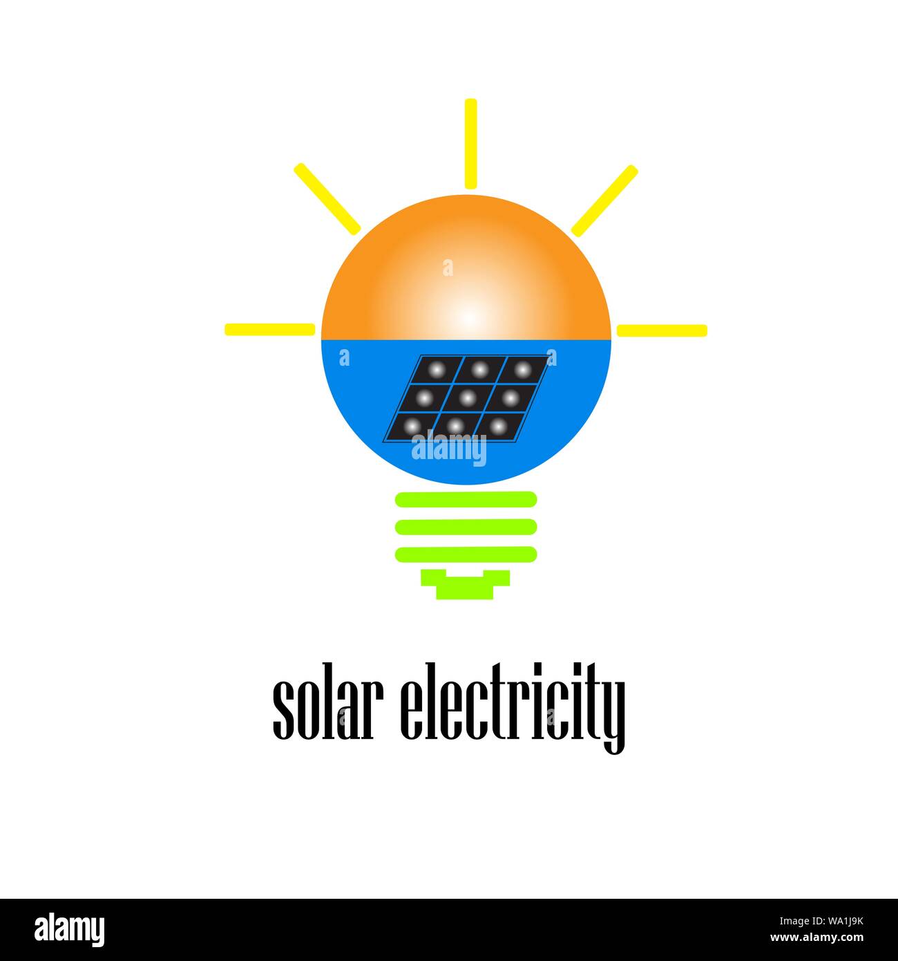 Solar electric light bulb logo template. Solar panel and solar vector design. Illustration of renewable energy Stock Vector