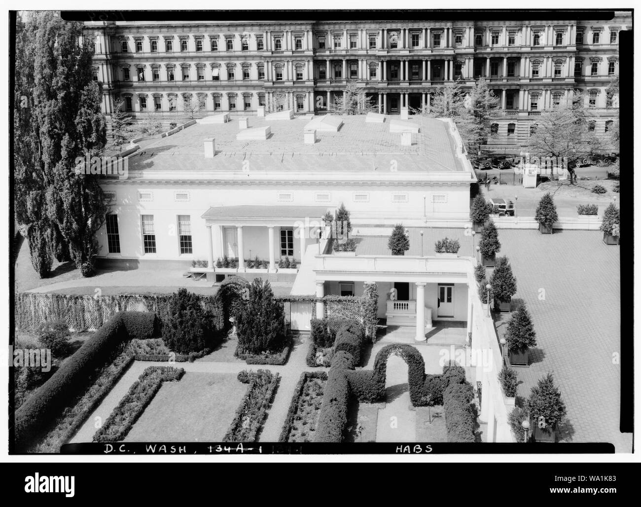 BIRD'S EYE VIEW OF WEST WING; English 1. Historic American Buildings