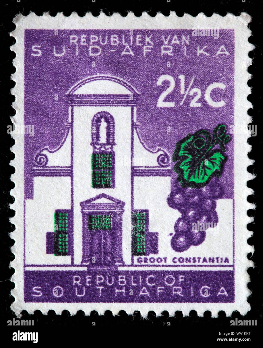 Groot Constantia, grape, postage stamp, South Africa, 1961 Stock Photo