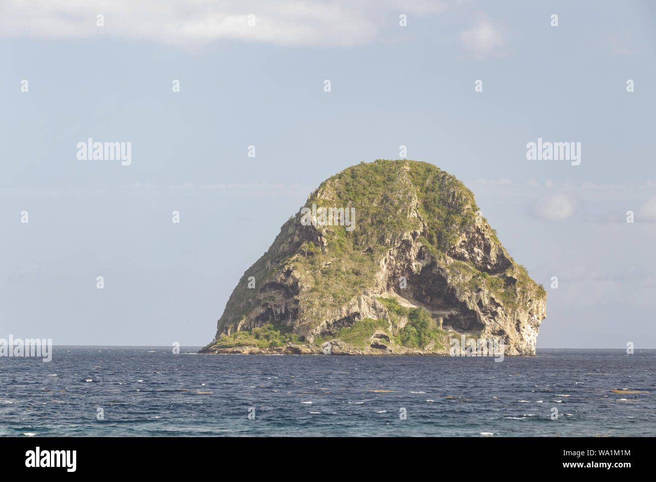 The Rocher du Diamant or Diamond Rock in Martinique. Stock Photo