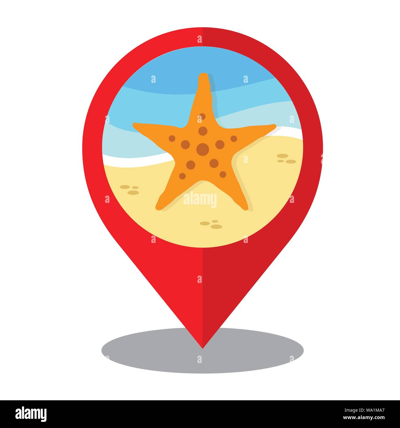 Summer time pin mark. Vacation icon and beach concept. Vector illustration Stock Vector