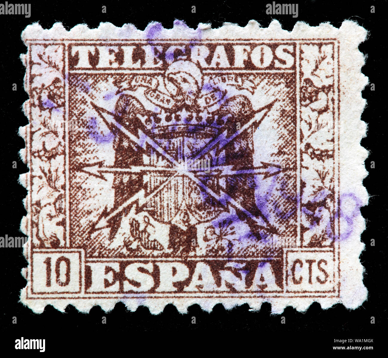Coat of arms, telegraph, postage stamp, Spain, 1940 Stock Photo Alamy