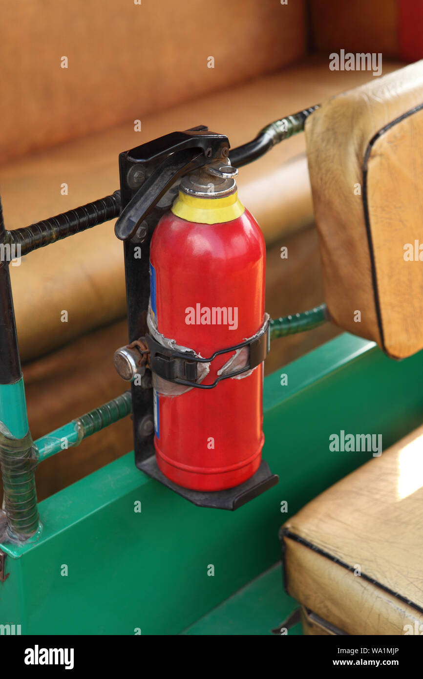 Fire extinguisher in an auto rickshaw Stock Photo Alamy