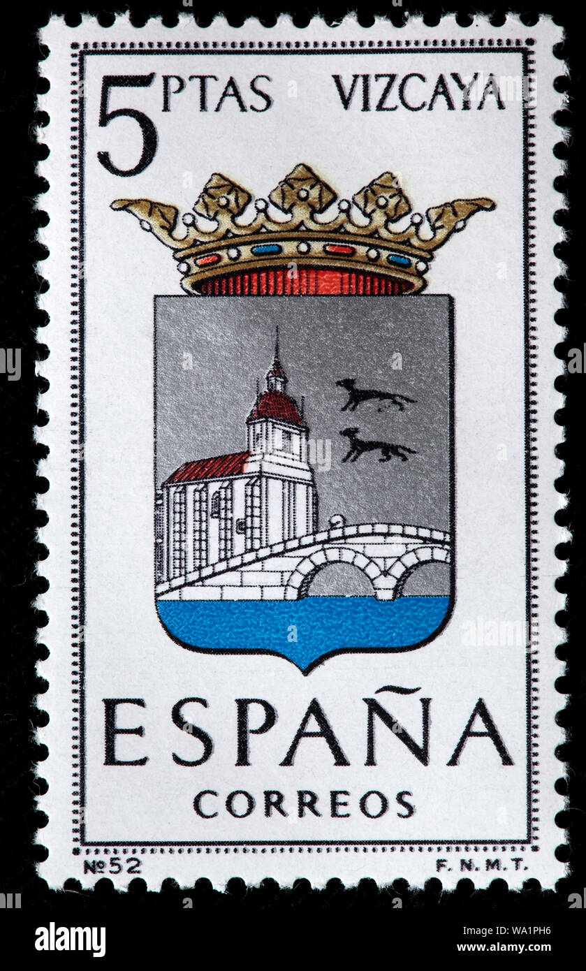 Vizcaya, Biscay, Basque Country, Coat of arms, postage stamp, Spain, 1966 Stock Photo
