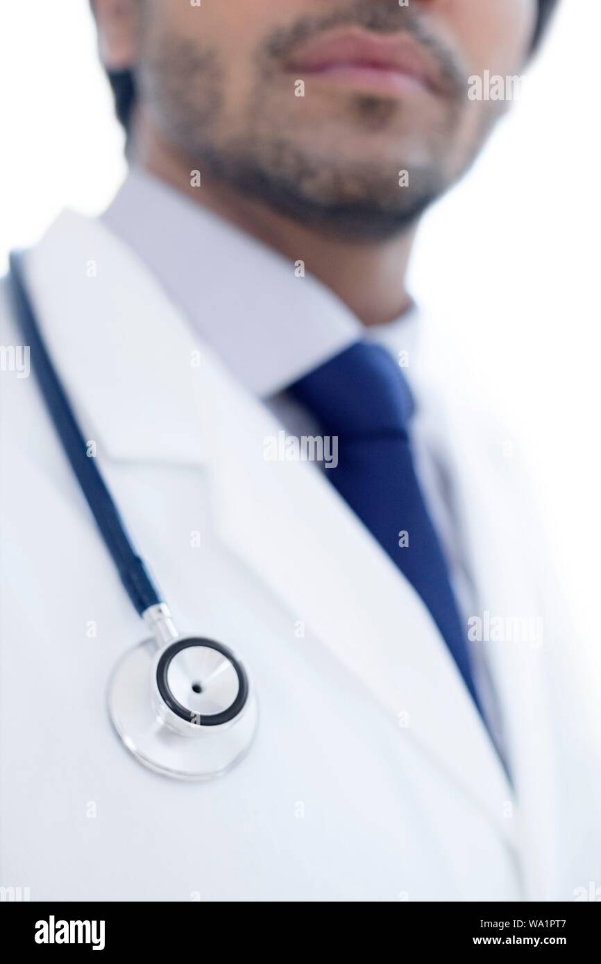 Doctor with stethoscope, close-up. Stock Photo