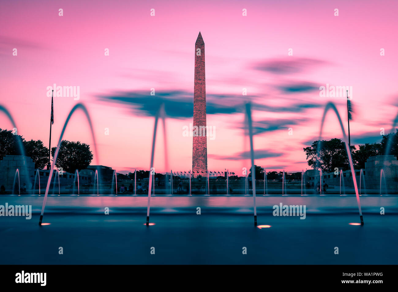 Washington Monument in Washington DC shortly after sunset. Stock Photo