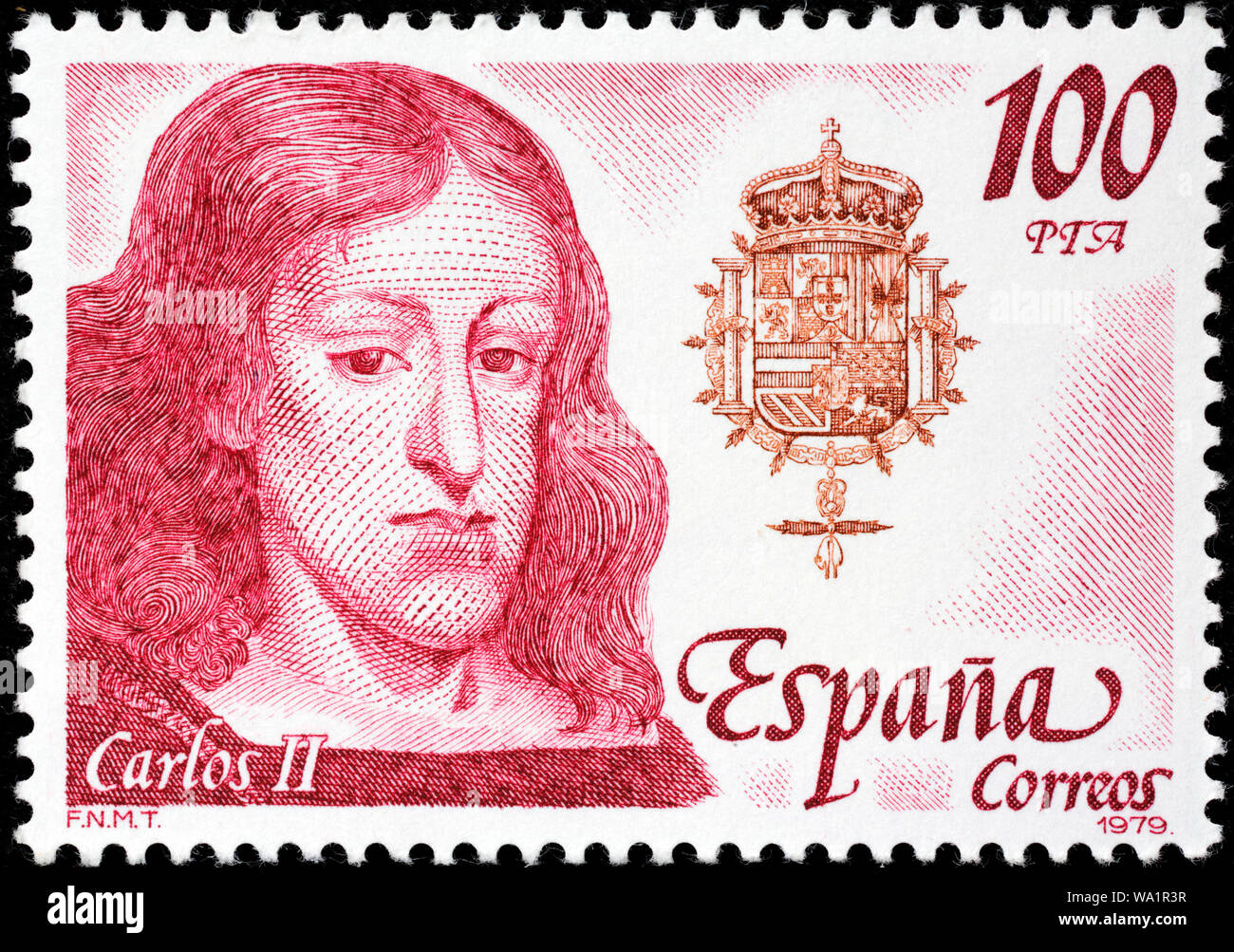 Charles II (1661-1700), King of Spain, Habsburg, postage stamp, Spain, 1979 Stock Photo