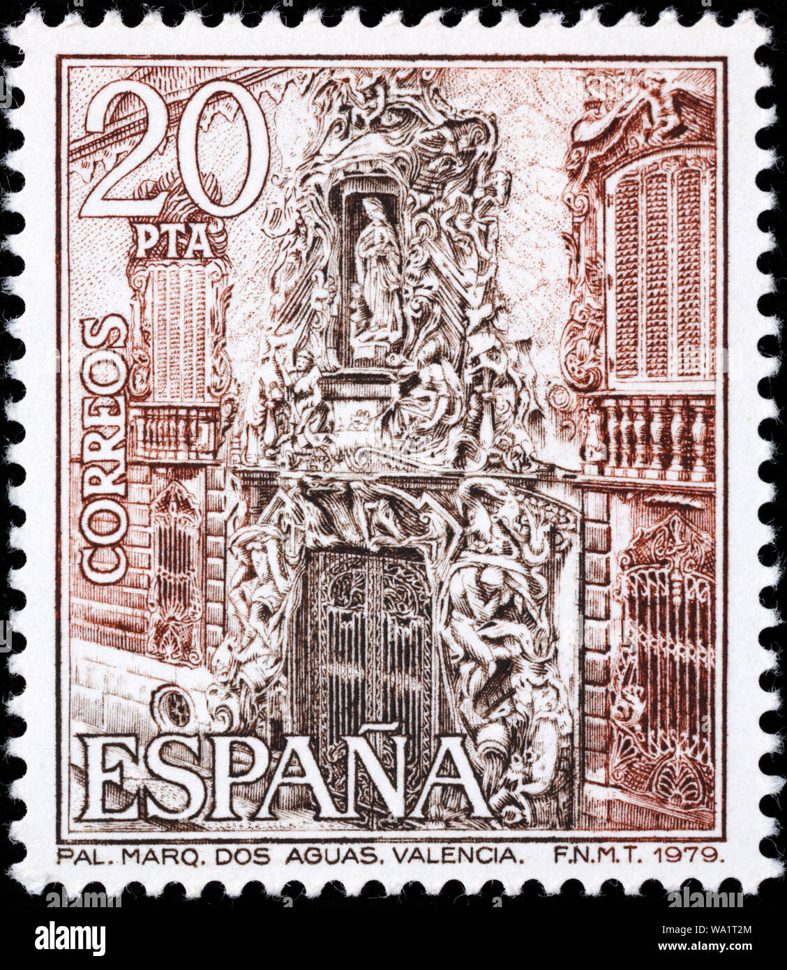 Palace of the Marques de Dos Aguas, Valencia, postage stamp, Spain, 1979 Stock Photo
