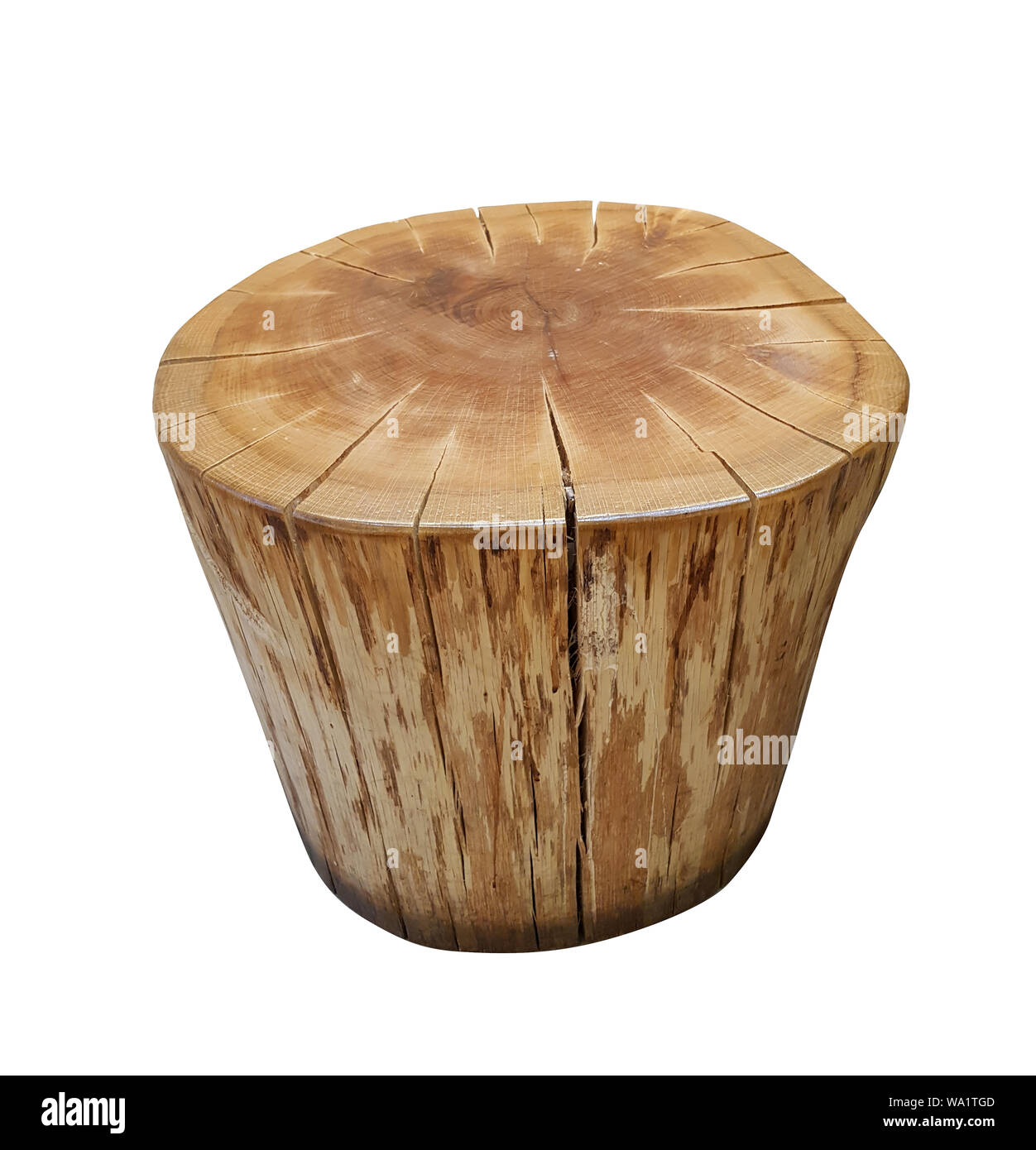 Wood table or wood log, furniture made from wooden log isolated on a ...