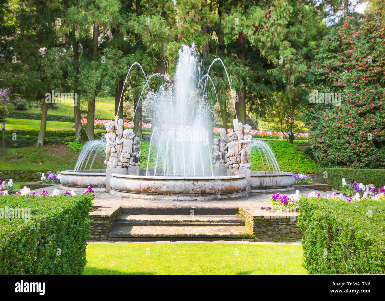 Beautiful fountain, water fountain with statue europe style in the ...