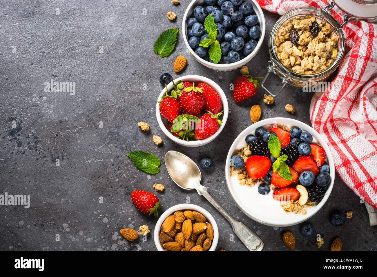 Greek yogurt granola with fresh berries Stock Photo Alamy