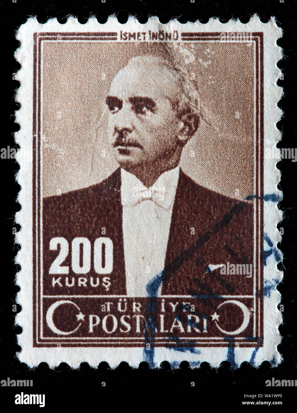 Ismet Inonu (1884-1973), Turkish soldier, statesman, President of Turkey, postage stamp, Turkey, 1942 Stock Photo