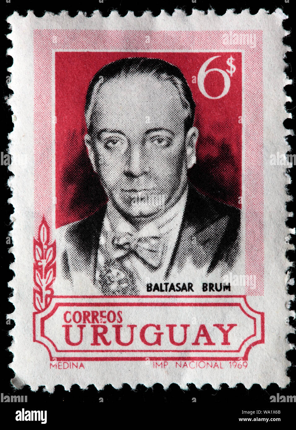 Baltasar Brum (1883-1933), Uruguayan politician, postage stamp, Uruguay, 1969 Stock Photo