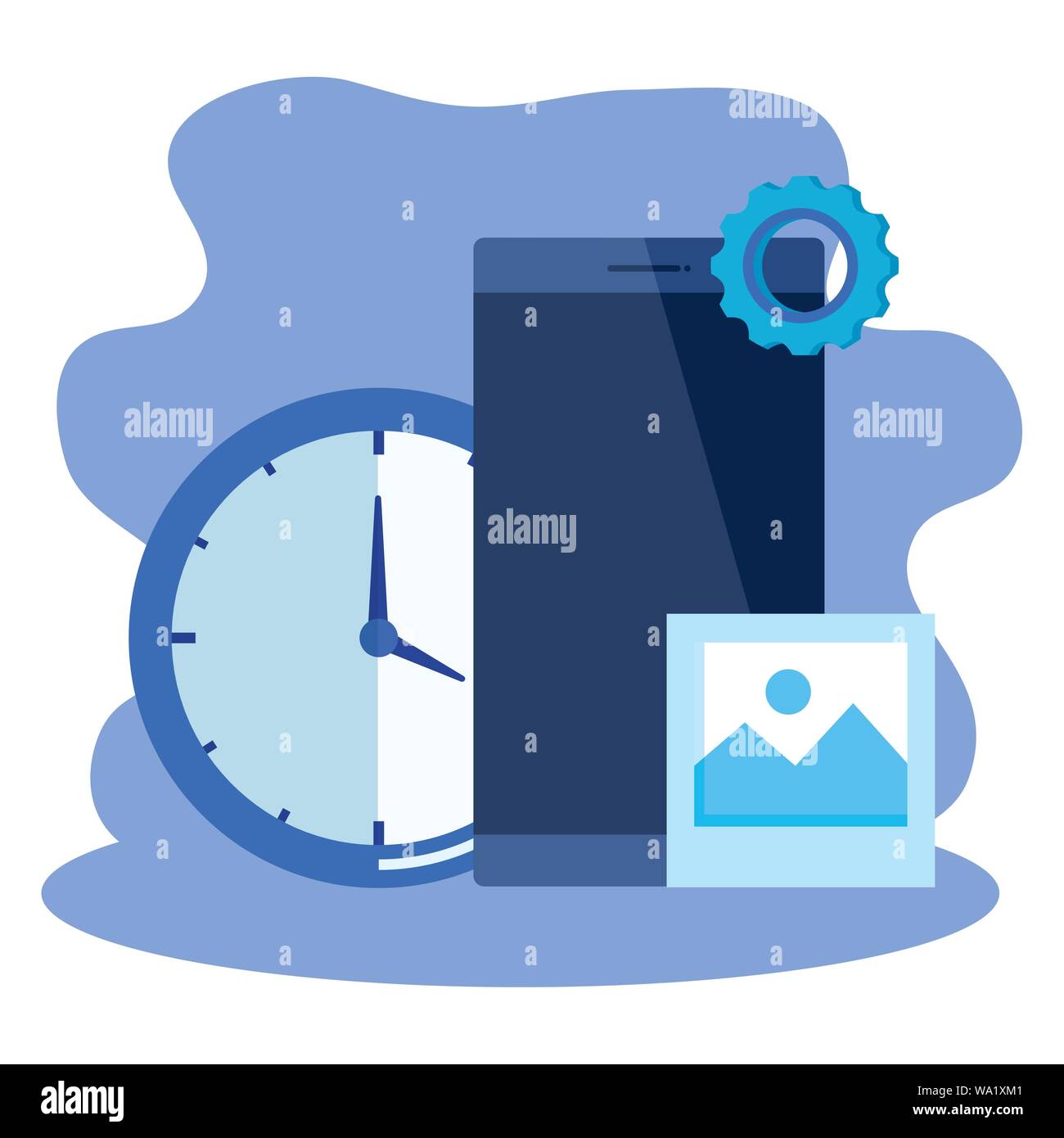 smartphone device with time clock Stock Vector Image & Art - Alamy