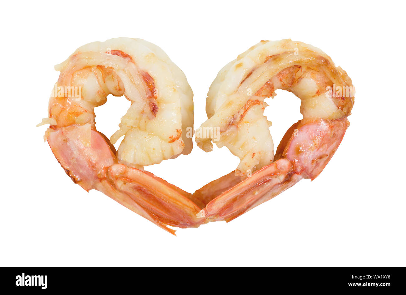 Cooked of fresh shrimp or prawns isolated on white background with