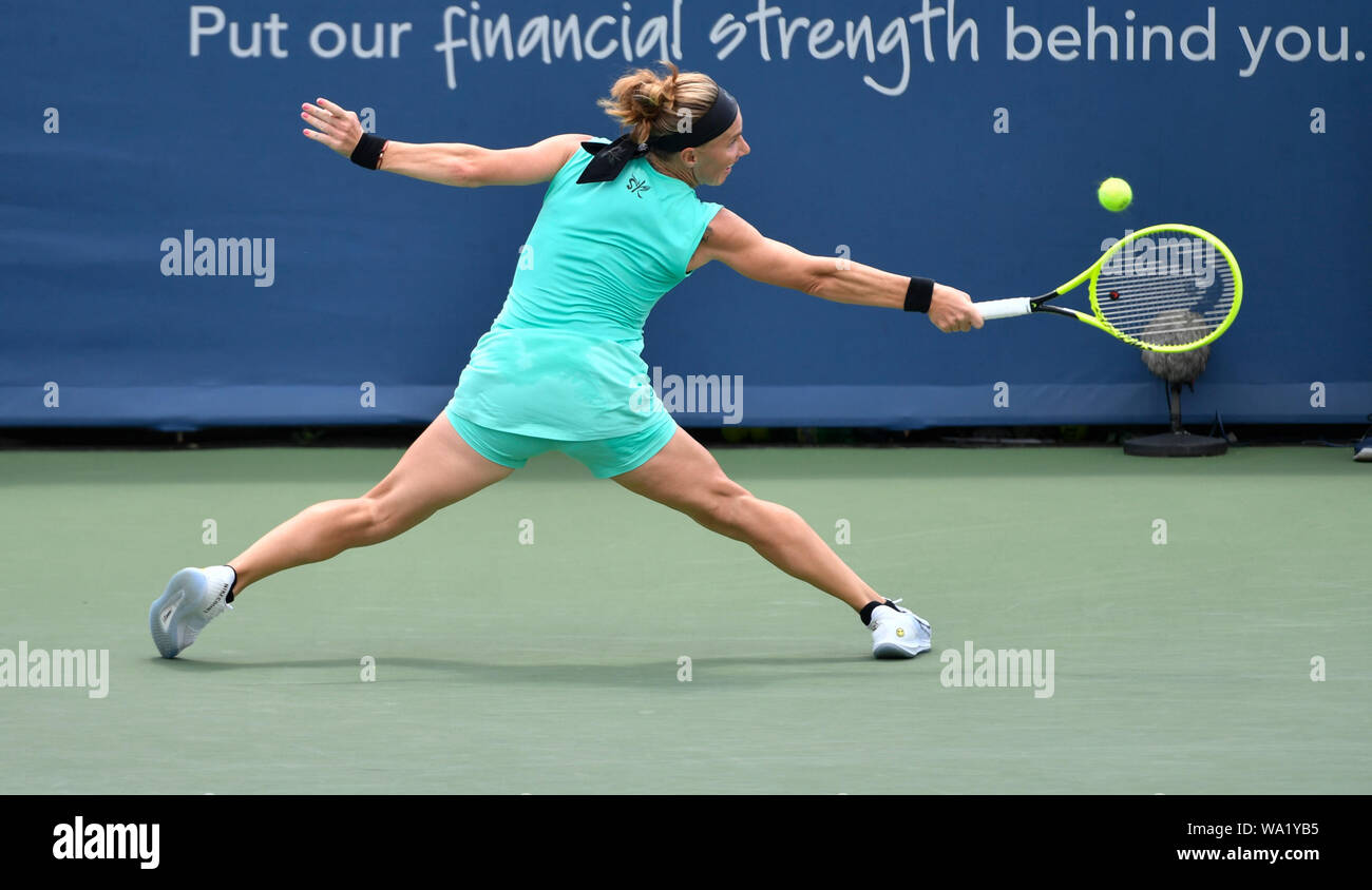 Svetlana Kuznetsova plays Karolina Pliskova (CZE) at the Western & Southern Open being played on August 16, 2019 at Lindner Family Tennis Center in Mason, Ohio. Ã © Leslie Billman/Tennisclix Stock Photo