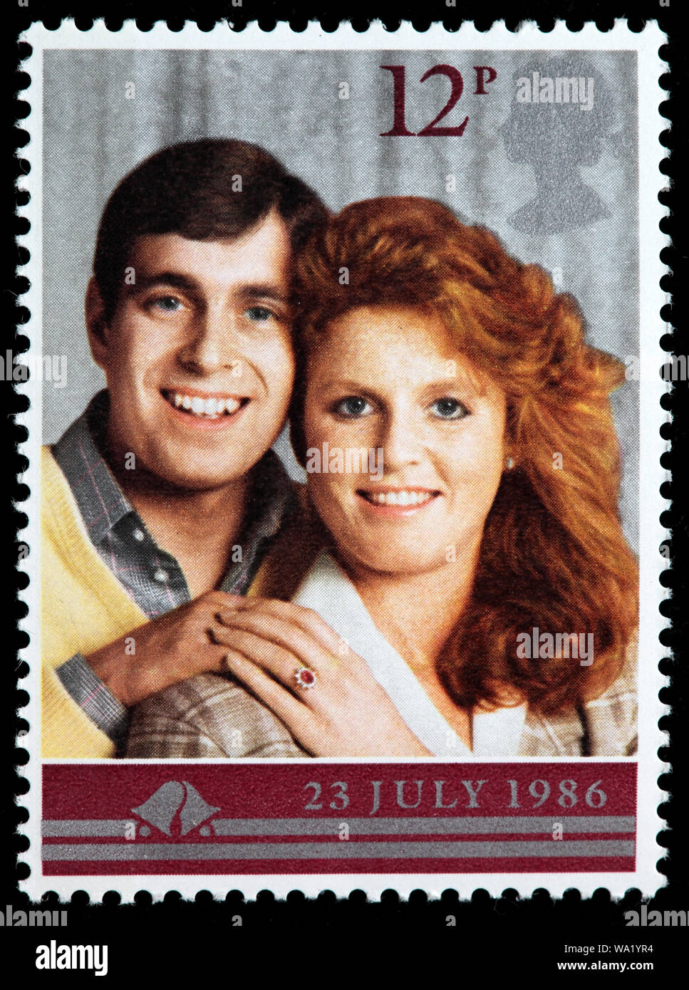 Prince Andrew and Sarah Ferguson, postage stamp, UK, 1986 Stock Photo