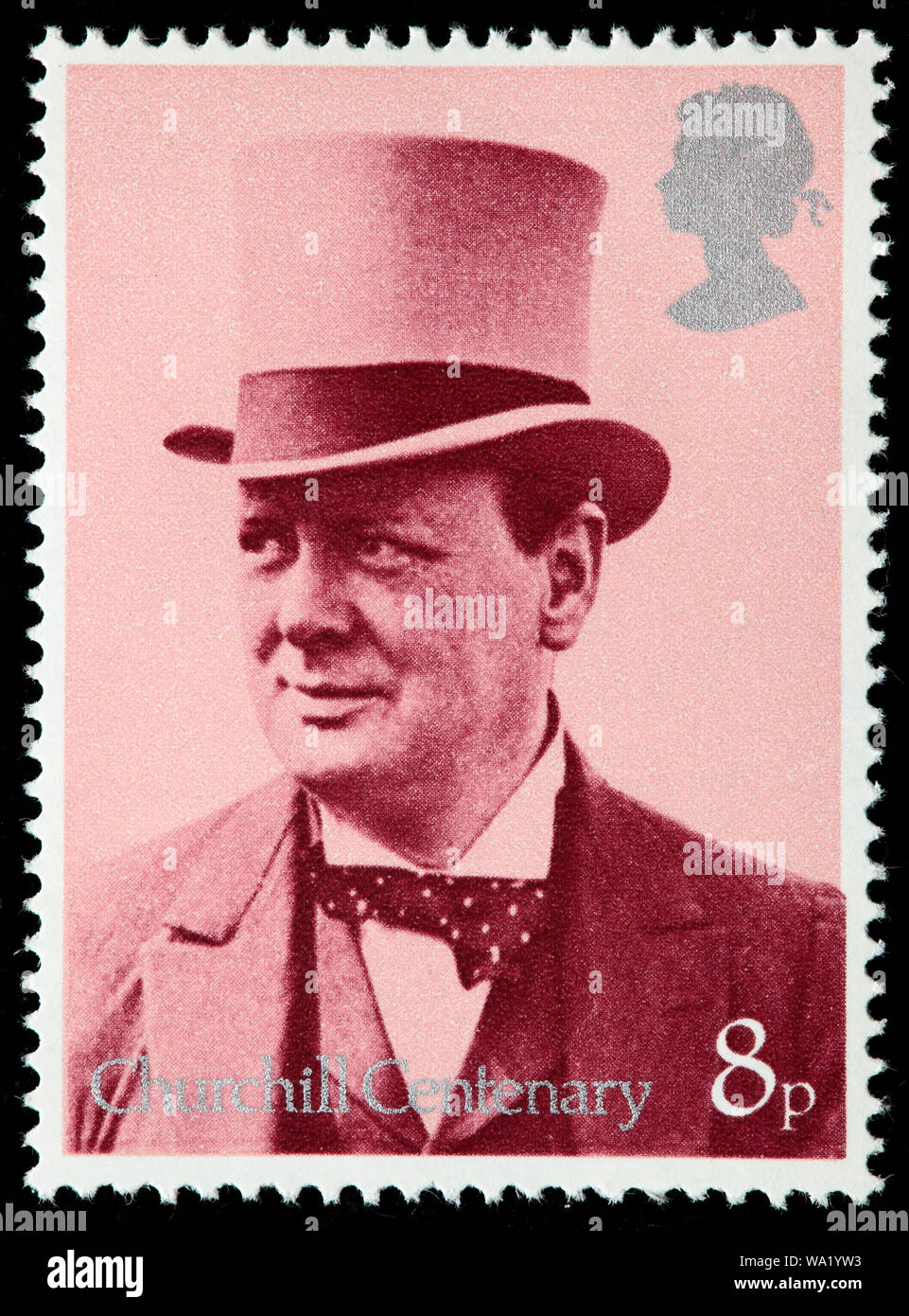 Winston Churchill (1874-1965), Secretary for War and Air, Birth Centenary, postage stamp, UK, 1974 Stock Photo