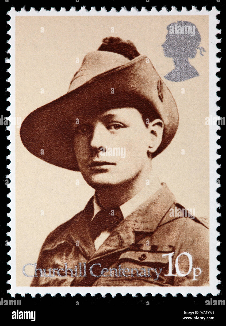 Winston Churchill (1874-1965), War Correspondent, South Africa, 1899, Birth Centenary, postage stamp, UK, 1974 Stock Photo