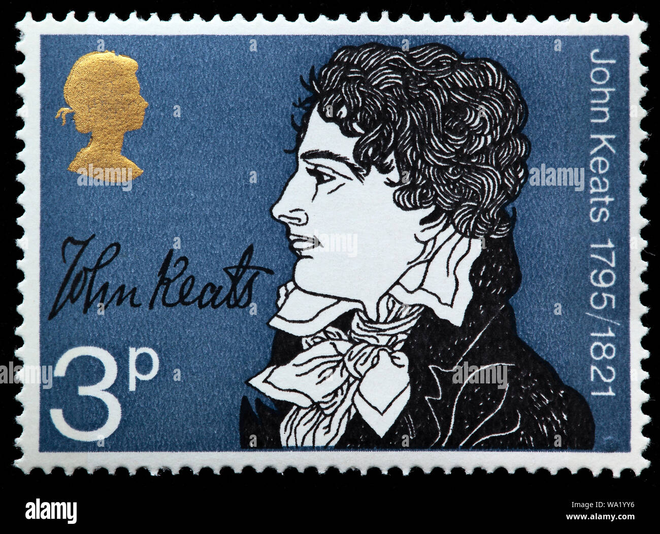 John Keats (17951821), English Romantic poet, postage stamp, UK, 1971
