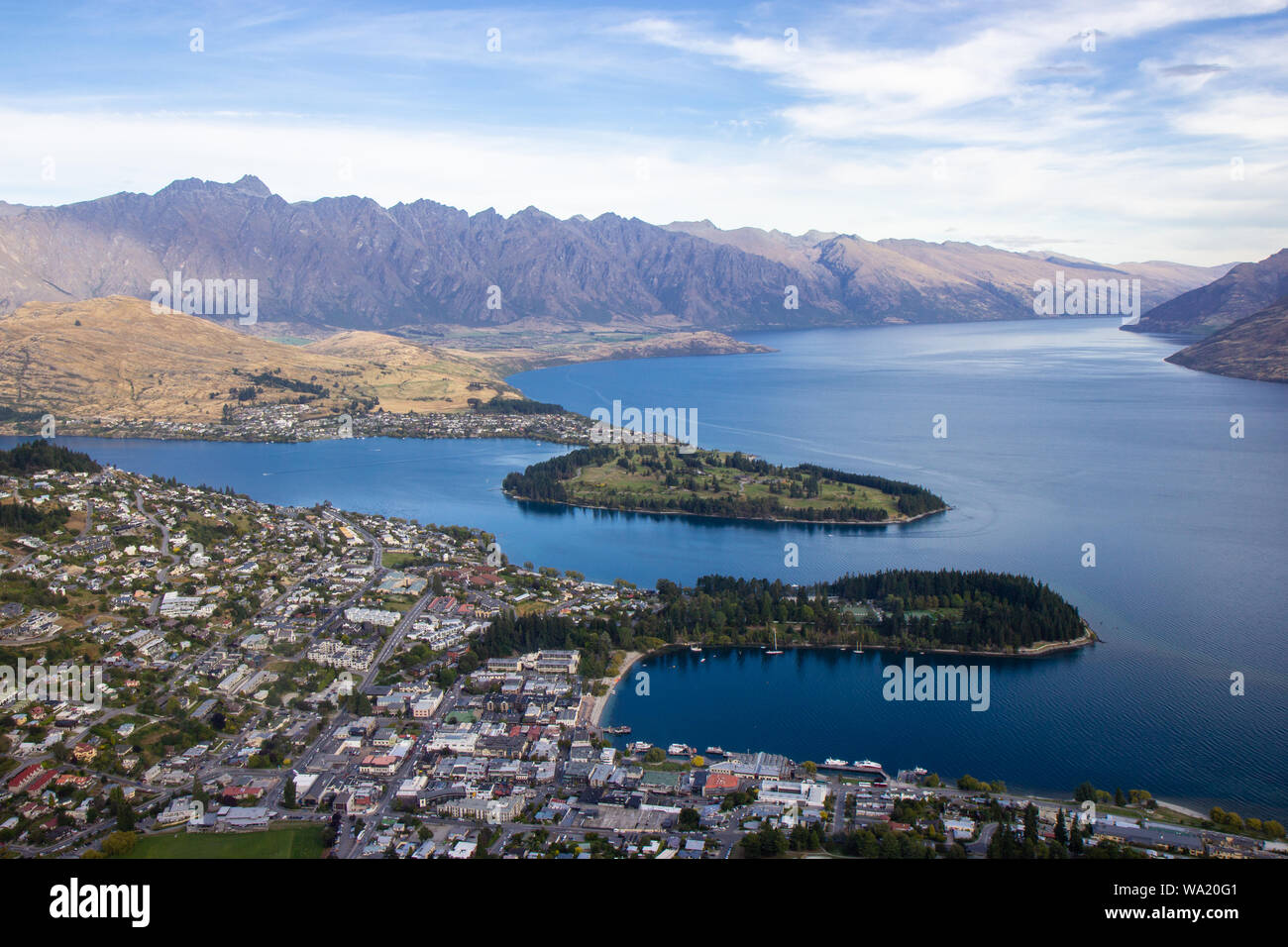 Aerial view of beautiful Queenstown, Otago, New Zealand Stock Photo - Alamy