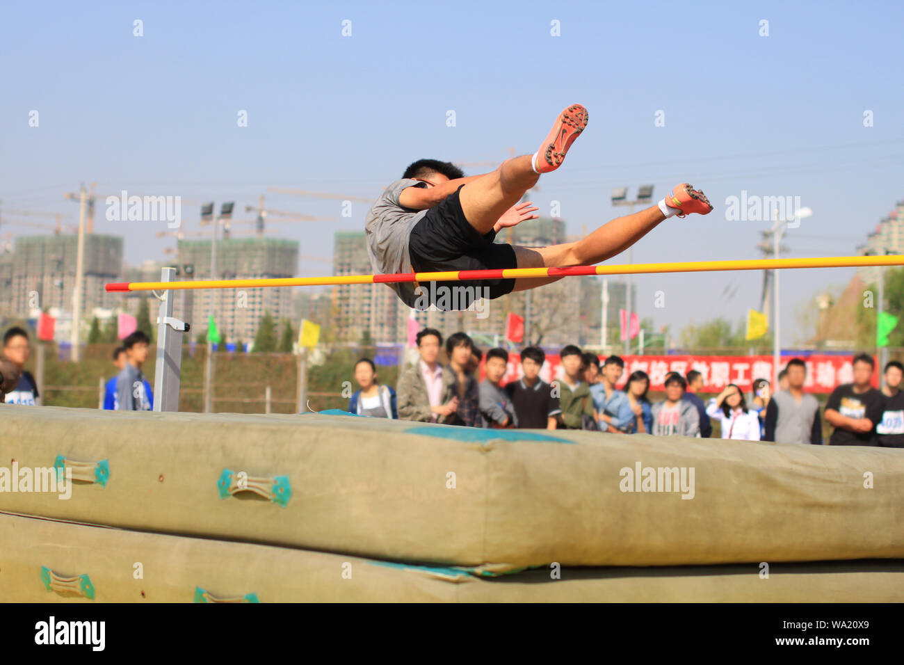 The high jump Stock Photo Alamy