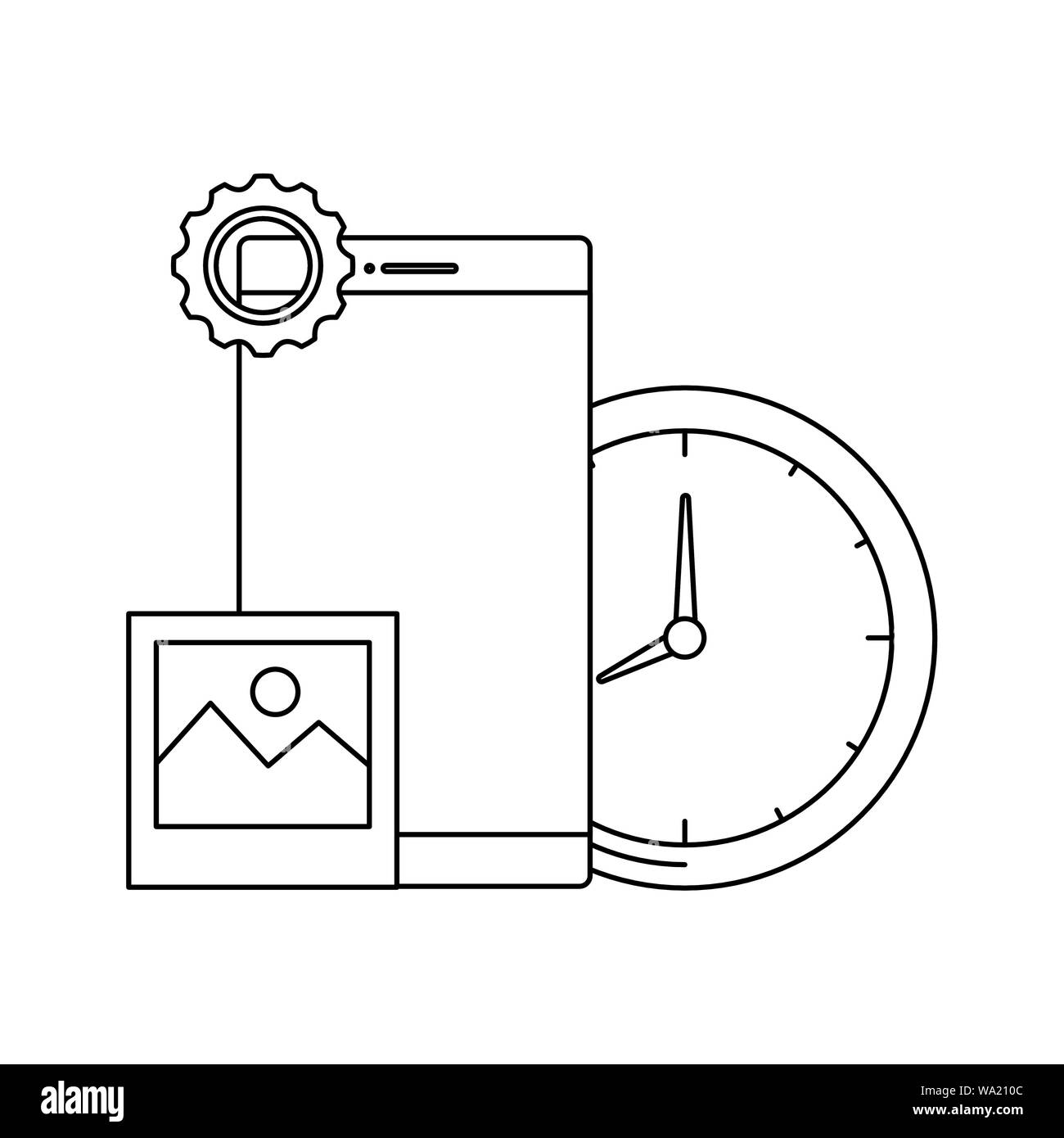 smartphone device with time clock Stock Vector Image & Art - Alamy