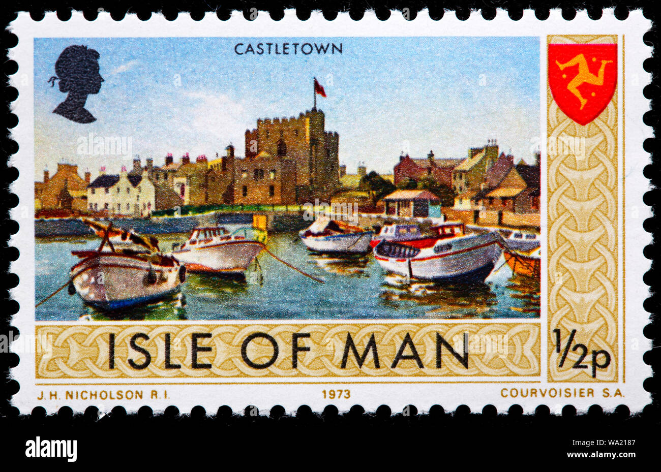 Castletown, postage stamp, UK, Isle of Man, 1973 Stock Photo Alamy