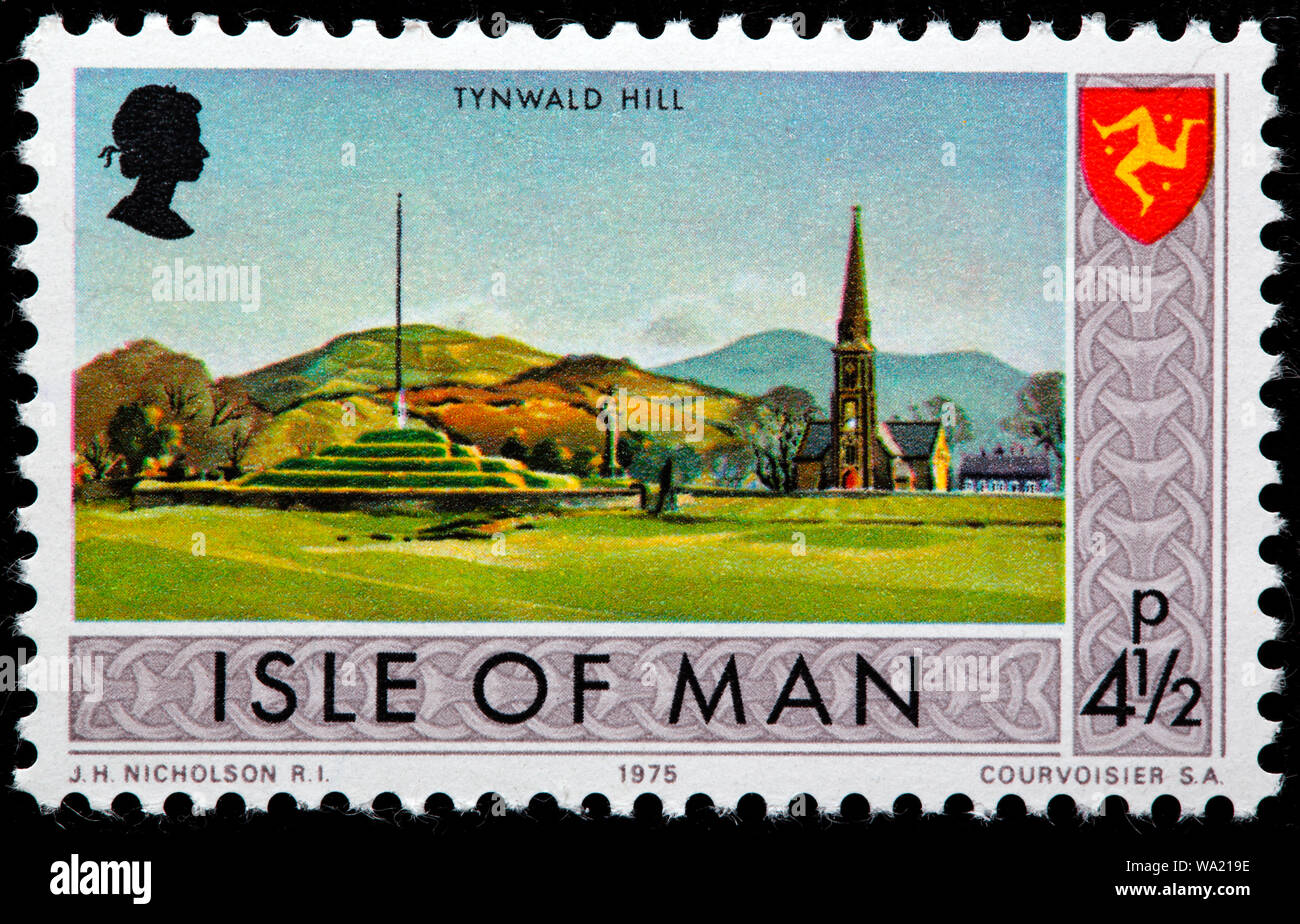 Tynwald hill, postage stamp, UK, Isle of Man, 1975 Stock Photo Alamy