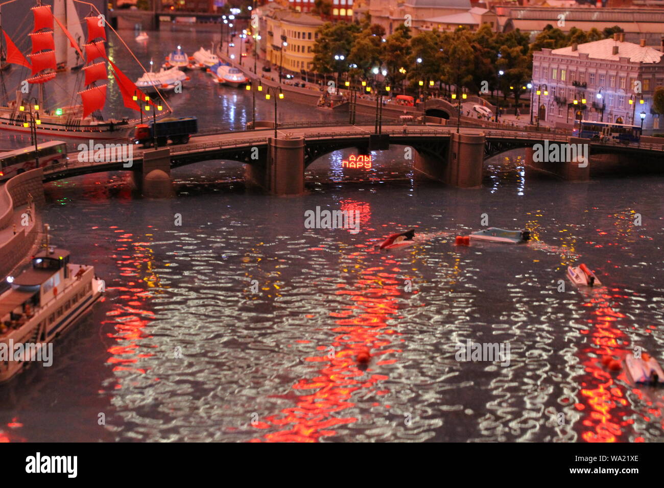 Saint Petersburg, Russia - july 23, 2019: The exhibition of Grand maket Russia, layout of major cities, roads and Railways Stock Photo