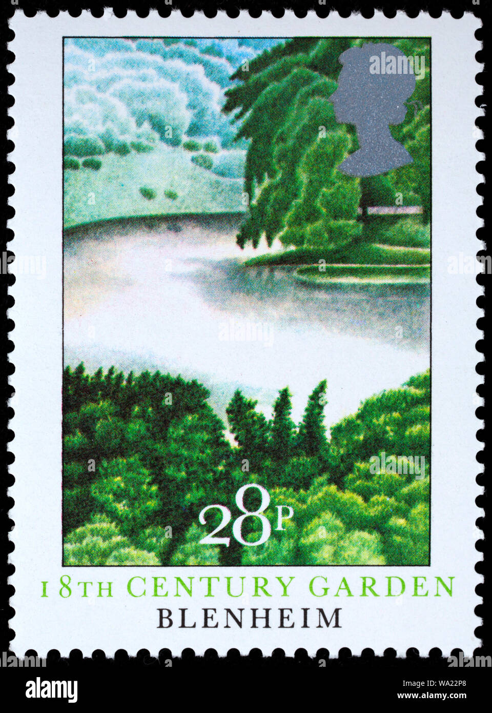 Blenheim Garden, postage stamp, UK, 1983 Stock Photo Alamy