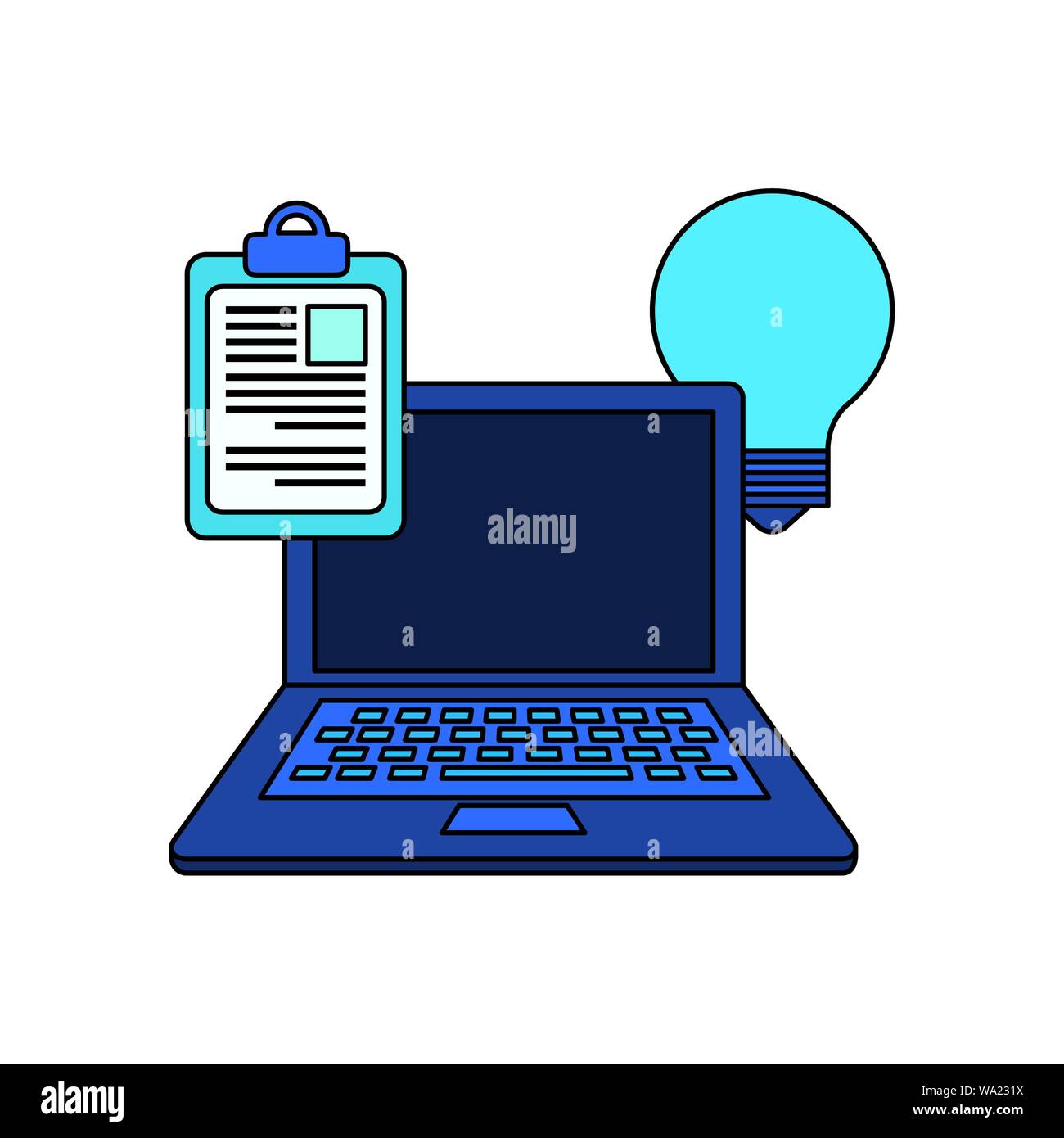 checklist clipboard with laptop computer Stock Vector Image &amp; Art - Alamy